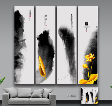 新中式無(wú)框畫(huà)裝飾畫(huà)