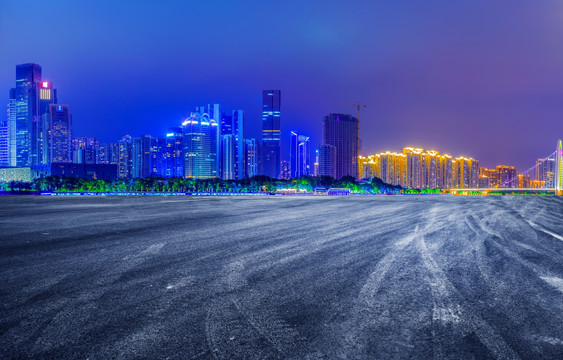 城市建筑景观夜景和道路