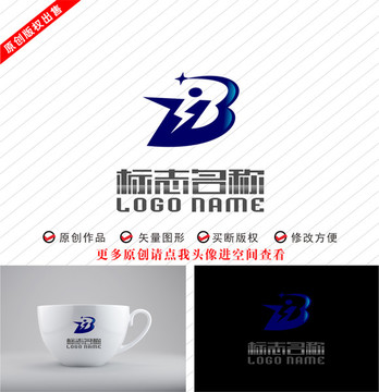 ZB字母BZ闪电人物logo