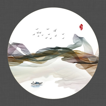 水墨山水抽象裝飾畫(huà)