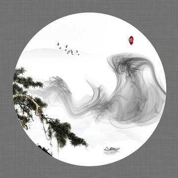 水墨山水抽象裝飾畫