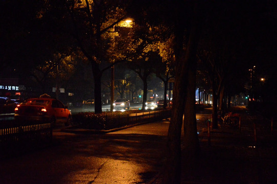 雨夜中的马路