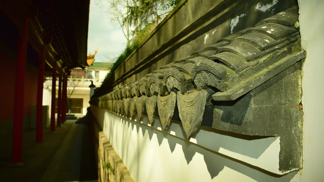 仿古建筑瓦当特写