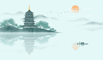 西湖十景 雷鋒夕照