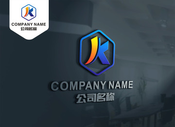 JK字母LOGO KJ標志設(shè)計