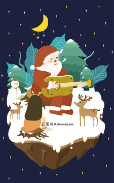 圣诞节平安夜促销海报插画