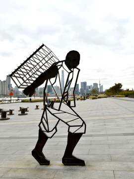 码头工人 镂空雕塑
