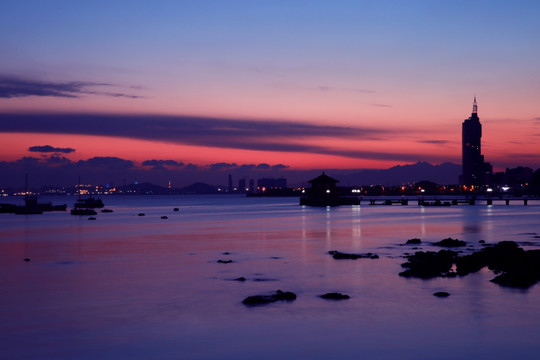 夕阳 晚霞 栈桥