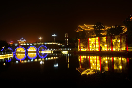 开封七盛角夜景 汴梁八景