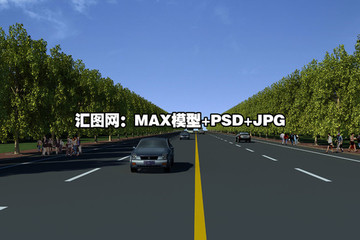 公路马路沥青路效果图