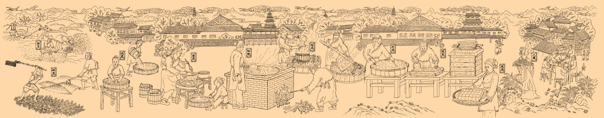 手工豆腐作坊手繪效果圖