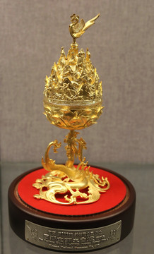 韩国国礼百济金铜大香炉模型