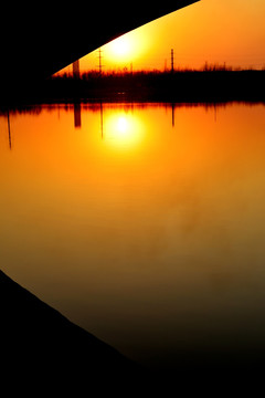 芦苇落日 湖泊夕阳
