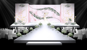 粉色大理石婚禮主舞臺(tái)設(shè)計(jì)