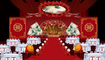 中式婚禮舞臺效果圖