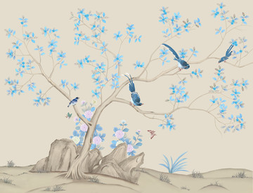 藍(lán)色花鳥