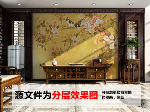 室內(nèi)墻紙壁畫效果圖設(shè)計