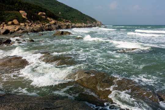 大海 海浪与礁石