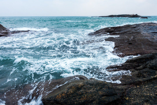 大海 海浪与礁石