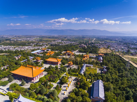 航拍大理崇圣寺三塔文化旅游区