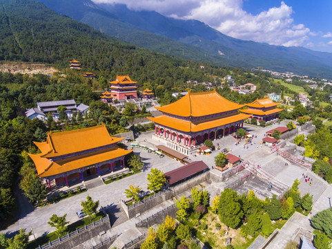 航拍大理崇圣寺三塔文化旅游区