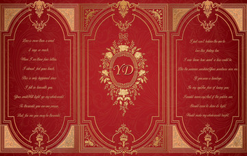 欧式红金婚礼喷绘背景