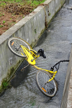 共享单车 丢弃水沟