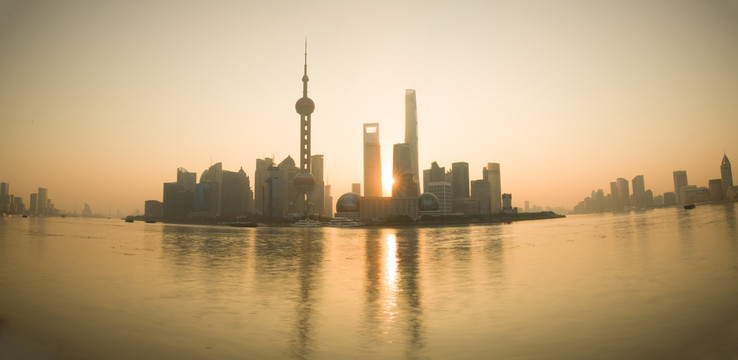 上海浦东 日出 全景