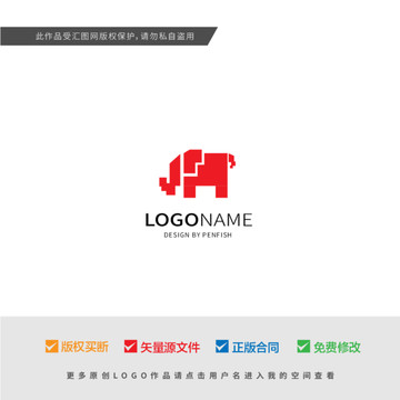 像素風(fēng)格大象LOGO設(shè)計