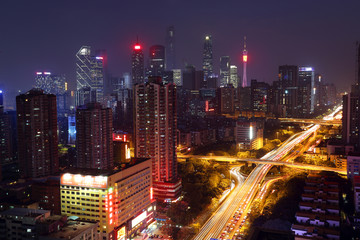 广州珠江新城建筑风光夜景