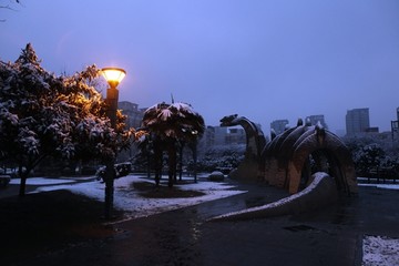 公园雪景