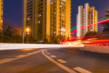 城市夜景青岛山东路