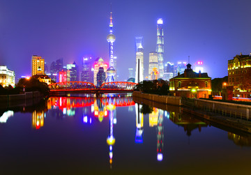 上海夜景 苏州河 外白桥