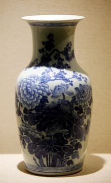 青花花卉纹瓶 清代 文物 古董
