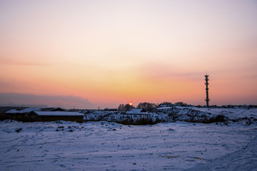 雪景村莊