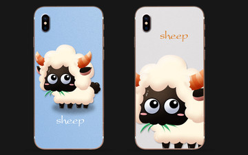 绵羊 苹果手机壳设计手绘图案