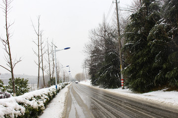 暖冬雪景