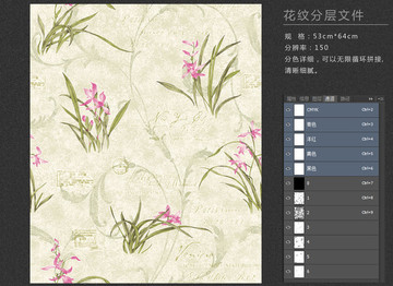 中式花草花紋