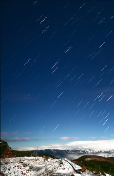 雪山 星空 星轨