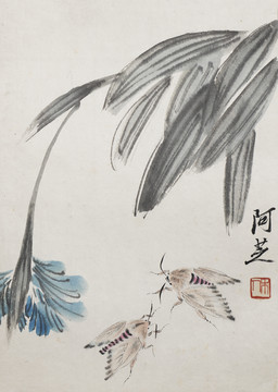 齊白石國畫花鳥魚蟲之花草鳥