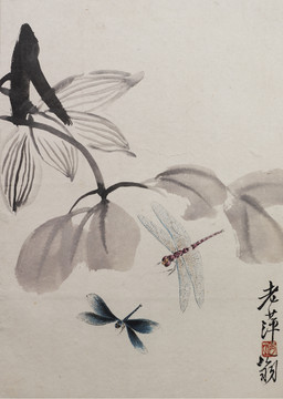 齊白石國畫花鳥魚蟲之花草蜻蜓