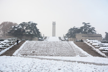 雨花台雪景风光