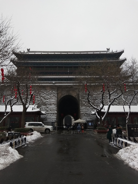 西安古城墙雪景