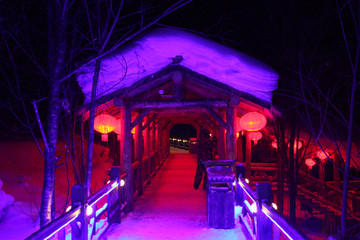 雪乡 夜景 灯光 亮化 雪乡风