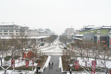 西安古城墙雪景