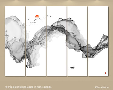 抽象禪意水墨畫水墨壁畫