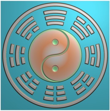 八卦精雕圖 灰度圖 浮雕圖