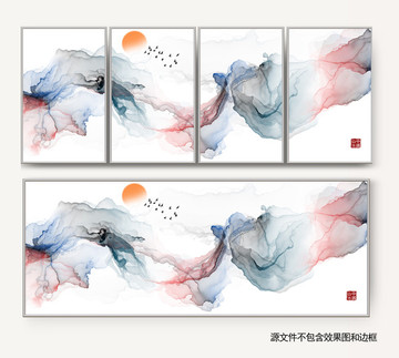 新中式抽象意境水墨畫 水墨掛畫