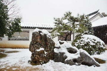 古宅庭院雪景