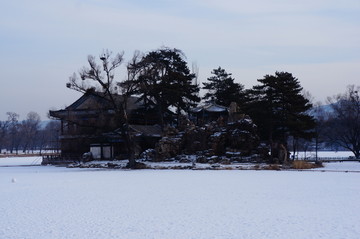 河北承德避暑山莊冬季雪景